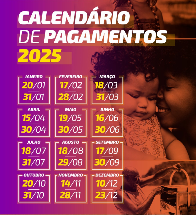 Calendário de pagamento do Bolsa Família 2025. Imagem: Governo Federal