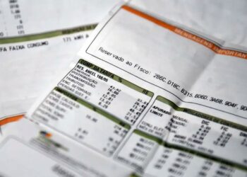 Conta de luz detalhada, com destaque para tarifas e consumo