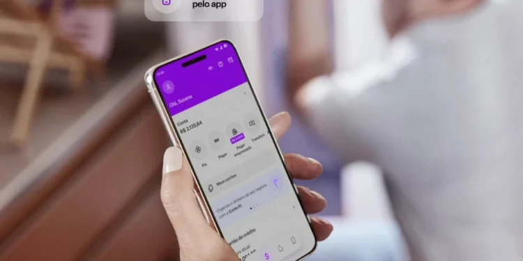Empréstimo Nubank com até 90 dias para começar a pagar, mostrando a tela do aplicativo Nubank no celular.