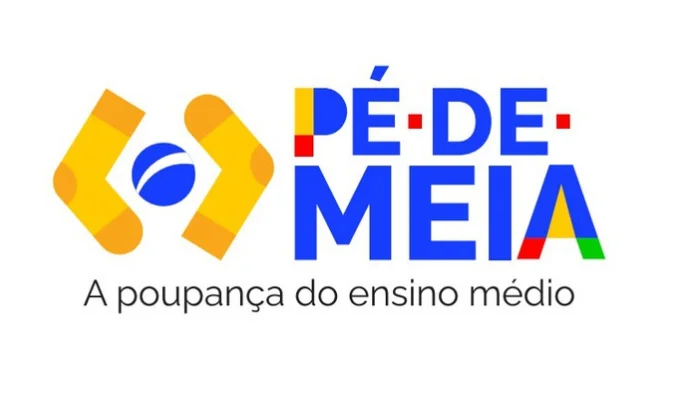 Logo do programa Pé-de-Meia, destacando o auxílio para o ensino médio e as datas de pagamento atualizadas.
