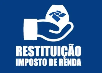 Ícone representando a restituição do Imposto de Renda com fundo azul