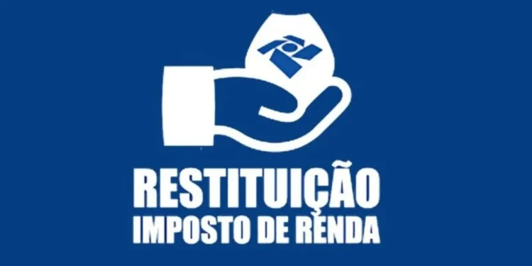 Ícone representando a restituição do Imposto de Renda com fundo azul