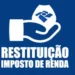 Ícone representando a restituição do Imposto de Renda com fundo azul