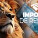 Leão ao lado de notas de real e da logo da Receita Federal, representando a restituição do Imposto de Renda 2026 paga em quatro lotes