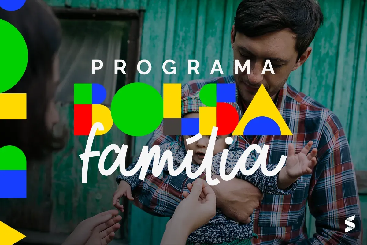 Imagem do logotipo do Bolsa Família e uma família, representando a divulgação da folha de pagamentos do Bolsa Família de maio