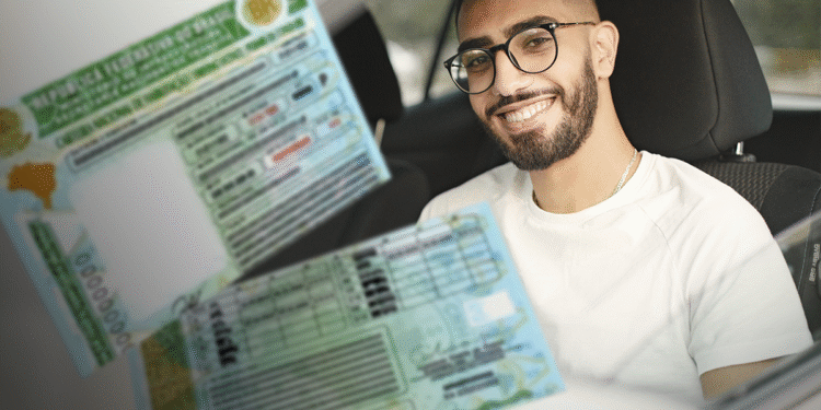 Jovem sorridente dentro do carro segurando CNH, representando acesso facilitado à habilitação