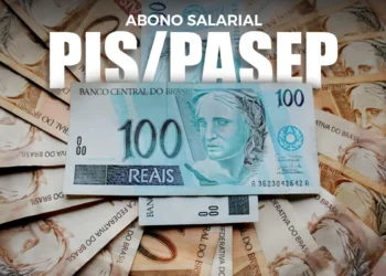 Cédulas de dinheiro e a nota de 100 reais representando o pagamento do PIS/Pasep