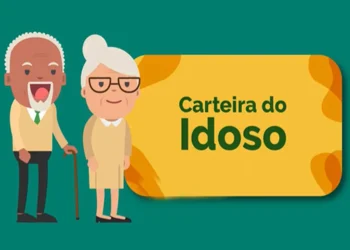 Imagem ilustrativa da carteira do idoso com dois personagens idosos sorrindo.