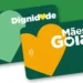Cartões do programa Mães de Goiás com logo e detalhes em verde e amarelo, destacando benefícios financeiros.