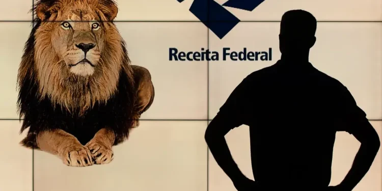Imagem ilustrativa sobre o Imposto de Renda 2025, com o logo da Receita Federal e um leão representando o leão do Imposto de Renda.