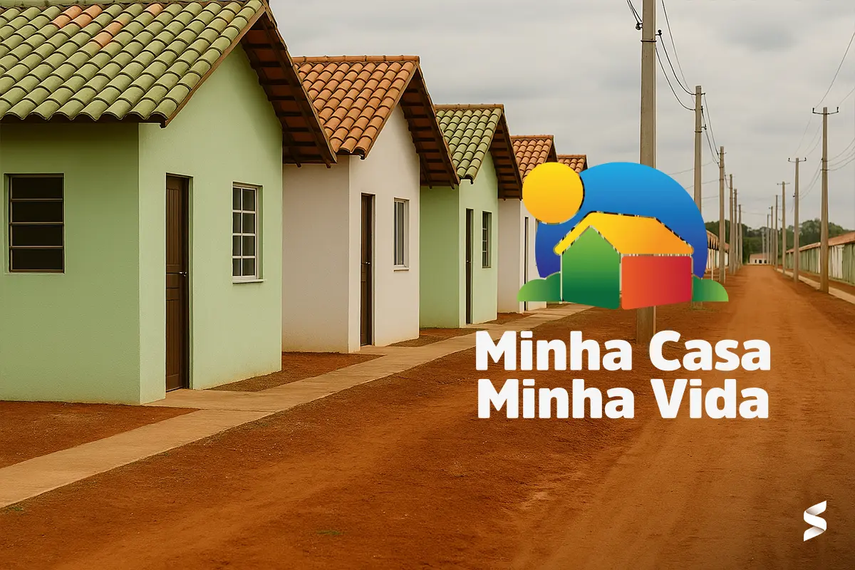 Casas da Faixa 4 do Minha Casa, Minha Vida, com o logo do programa.