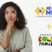 Imagem de uma mulher pensativa ao lado dos logos do programa Pé-de-Meia e Bolsa Família, questionando se é possível receber ambos os benefícios.