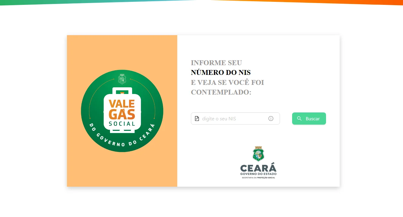 Tela mostrando como verificar aprovação no Vale Gás Social do Ceará usando o número NIS