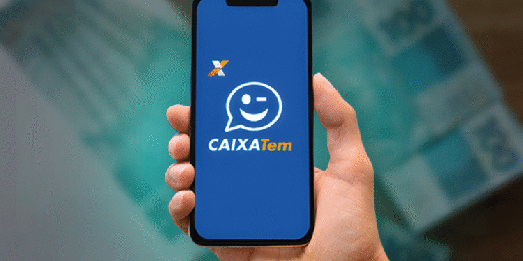 Tela do aplicativo Caixa Tem com logo, mostrando a opção de Pix de R$ 200