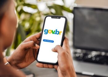 Pessoa utilizando o aplicativo Gov.br em smartphone para acessar serviços digitais do governo