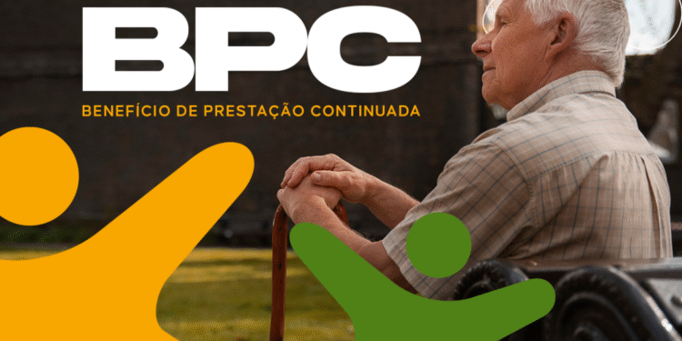Idoso com bengala representando o benefício BPC de R$ 1.518 mensais.