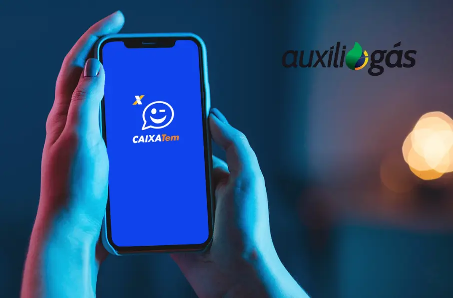 Tela do Caixa Tem mostrando o logo do app, usado para receber o Auxílio Gás.