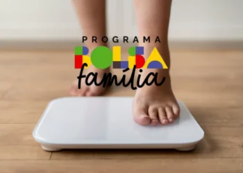 Criança sendo pesada durante o mutirão de pesagem do Bolsa Família em Jaú (SP)