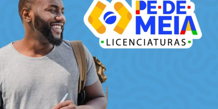 Imagem promocional do Pé-de-Meia Licenciaturas com texto chamativo e um sorriso de pessoa feliz, destacando as novas regras que permitem um ganho de R$ 1.050 mensais.