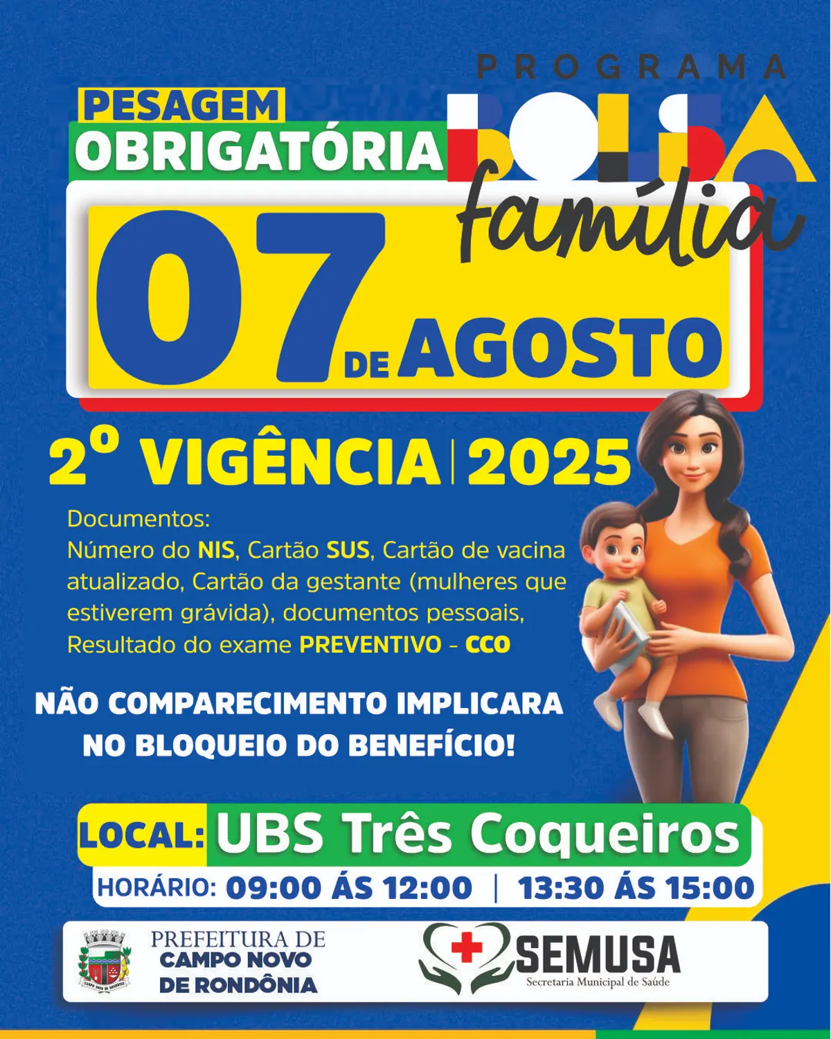 Pesagem obrigatória do Bolsa Família 07 de agosto de 2025, UBS Três Coqueiros