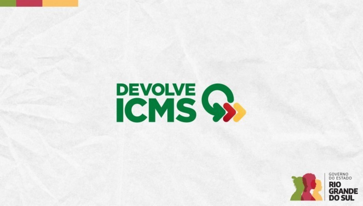 Logotipo 'Devolve ICMS' do governo gaúcho, simbolizando o programa de devolução e consulta de pagamentos.