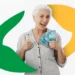 Idosa sorrindo com notas de 100 reais simbolizando pagamento do INSS na próxima semana