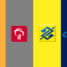 Logotipos dos bancos Itaú, Santander, Banco do Brasil e Caixa Econômica Federal.
