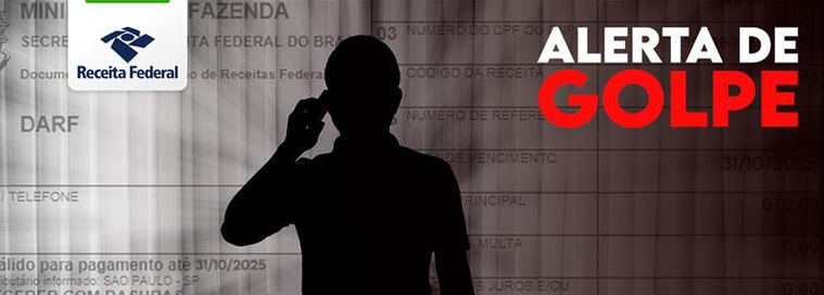 Alerta da Receita Federal sobre golpes com QR Code e DARF falso.