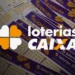 Bilhetes da Mega da Virada 2025 com logotipo das Loterias CAIXA.