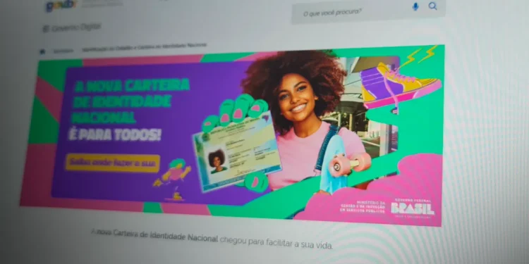 Banner online promovendo a nova identidade nacional brasileira em 2026, com destaque para "nova identidade".