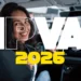 Mulher sorridente ao volante de carro com texto IPVA 2026 em destaque na imagem.