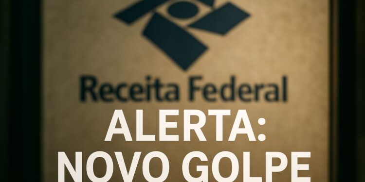 Logotipo da Receita Federal com os dizeres Alerta Novo Golpe