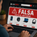 Tela de notebook exibindo aviso de loja falsa durante compras online