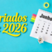 Calendário de junho e nome "Feriados de 2026".