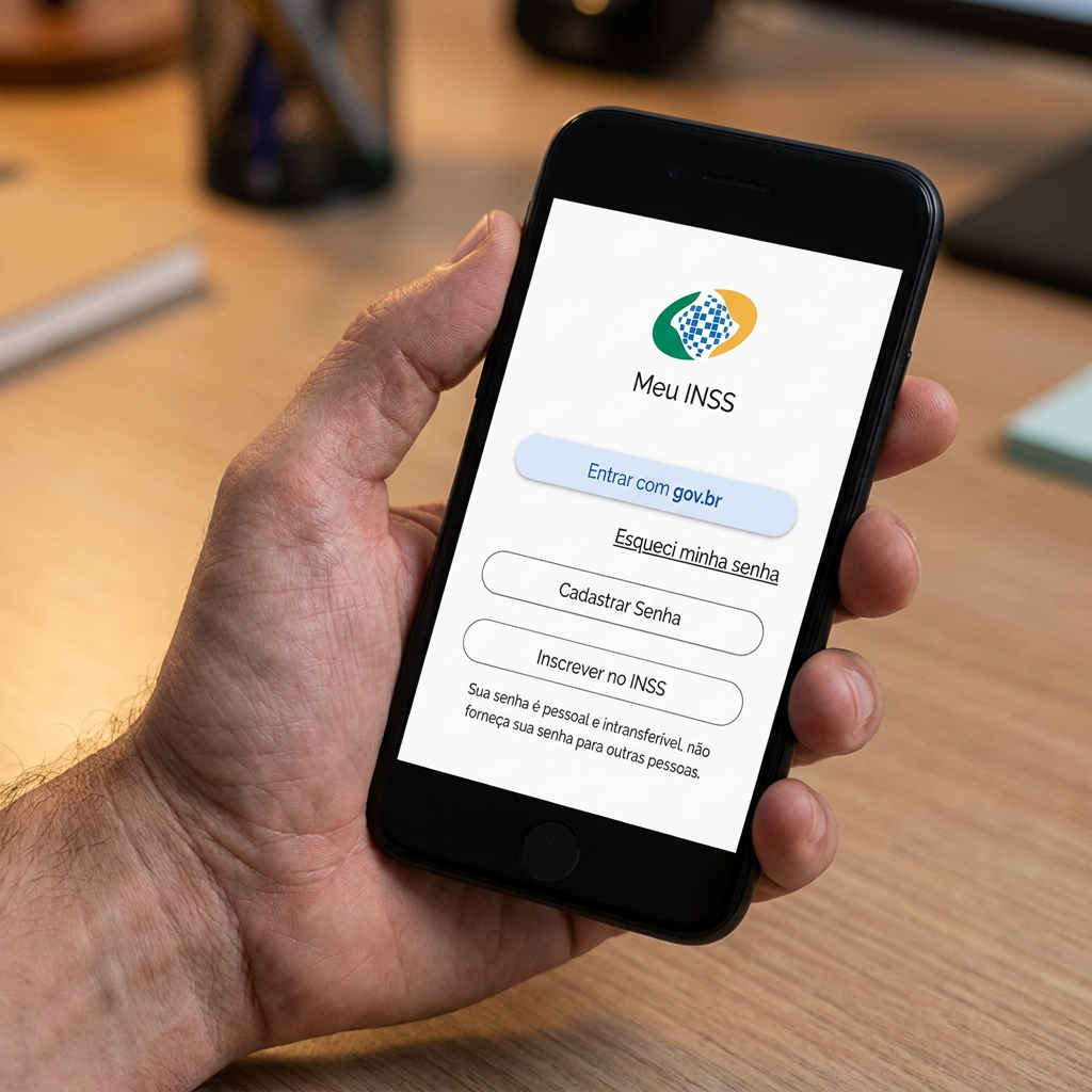 Aplicativo Meu INSS exibe tela de login com integração gov.br.