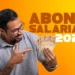 Homem segurando notas de cinquenta reais ao lado do texto abono salarial 2026 em destaque sobre fundo amarelo