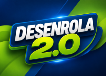 Logo do programa Desenrola 2.0 com destaque em azul e verde representando renegociação de dívidas e mudanças no crédito consignado