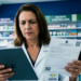 Farmacêutica confere uma receita controlada com tablet na mão, em referência ao novo sistema digital da Anvisa.