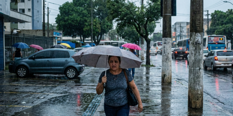Chuva intensa em cidade brasileira.