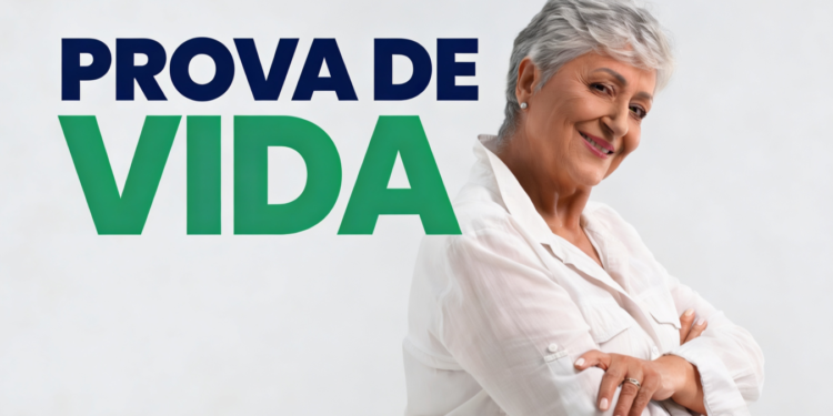 Idosa ao lado do nome "Prova de vida".