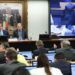 Deputados reunidos na Comissão de Constituição e Justiça da Câmara durante a votação da PEC que reduz a maioridade penal para 16 anos.