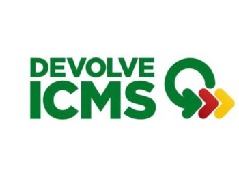 Logotipo oficial do programa Devolve ICMS de devolução de imposto em verde, vermelho e amarelo