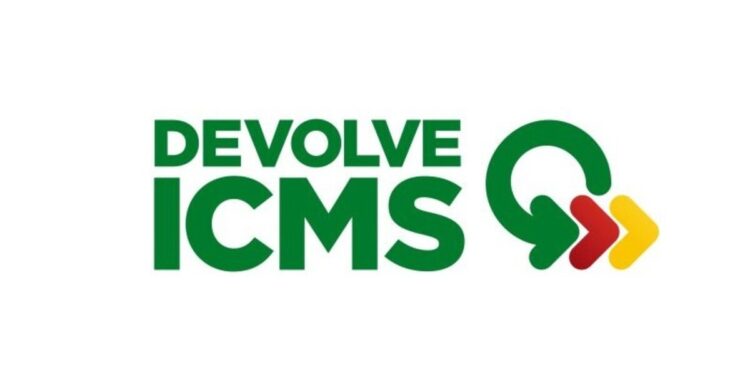 Logotipo oficial do programa Devolve ICMS de devolução de imposto em verde, vermelho e amarelo