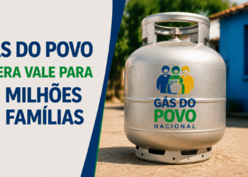 Botijão de gás com a marca do programa que libera o vale do Gás do Povo em junho para 15 milhões de famílias