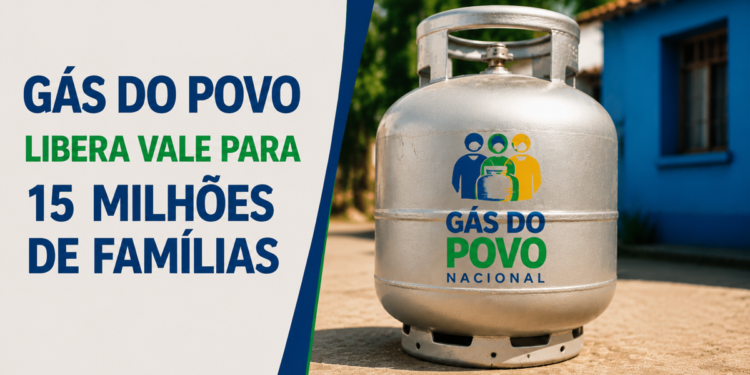 Botijão de gás com a marca do programa que libera o vale do Gás do Povo em junho para 15 milhões de famílias
