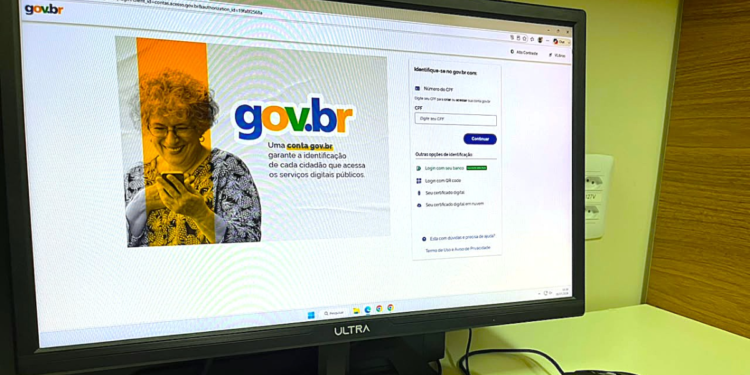 Tela de login gov.br com destaque para opções de identificação digital.
