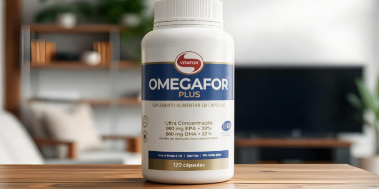 Suplemento Omegafor Plus destaque em ambiente residencial.
