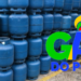 Botijões empilhados e logo do programa Gás do Povo.
