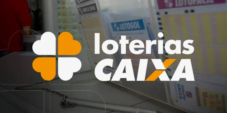 Imagem ilustrativa: logotipo das Loterias Caixa sobre volantes em lotérica, em referência ao Concurso 3060 da Mega-Sena