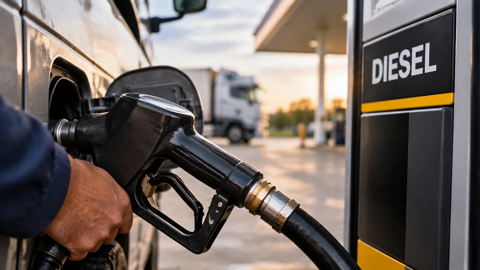 Abastecimento de veículo com óleo diesel representando a subvenção econômica anunciada pelo Governo Federal